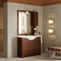 Kiamami Valentina - Mueble Baño Arte Povera 105Cm Nogal Efecto Madera Toscana