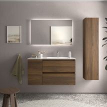 Salgar - Mueble Baño Bequia 100cm y coqueta Izq y lavabo Nogal 100x45x56