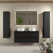 Salgar - Mueble baño Bequia 140cm y Encimera y lavabo posar Negro 140x45x56