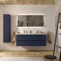 Salgar - Mueble baño Bequia 140cm y lavabo carga mineral Azul 140x45x59