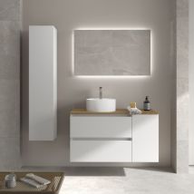 Salgar - Mueble Baño Bequia 90cm y coqueta y lavabo Blanco 90x45x56
