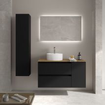 Mueble Baño Bequia 90cm y coqueta y lavabo Negro 90x45x56