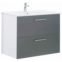 Kassia - Mueble baño Happy 80 cm gris + lavabo + espejo
