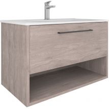 Kassia - Mueble baño Soho 80 cm roble + lavabo