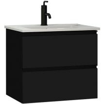 Kassia - Mueble baño Wabi negro 60 cm + lavabo