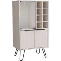 Mueble bar aster en melamina con 8 botelleros, 9 portacopas y almacenamiento inferior , Blanco , 109.4 cm X 59.6 cm X 40 cm