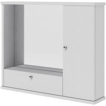 Mueble con espejo para baño de fresno blanco 1 puerta c - solapa h.61x73x14 cm