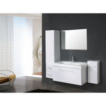 Simba - Mueble de baño blanco 100 cm lavabo y columnas incluidas - White London
