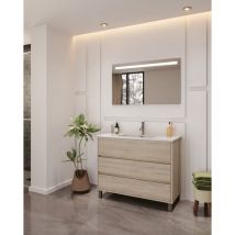Mueble de baño ALCOA 100cm OAK 3 cajones + lavabo