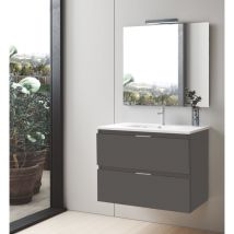 Inve - mueble de baño atenas 80 suspendido 2C lacado gris con lavabo onix