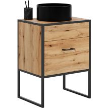 Mueble de baño – AURA II – Estructura de acero macizo – Diseño minimalista – Color roble artesanal – Ideal para baños modernos
