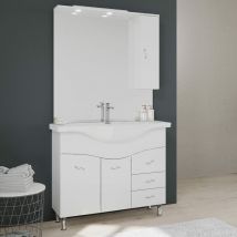 Kiamami Valentina - Mueble De Baño Clásico De 105 Cm Con Lavamanos y Unidad De Pared Blanca Easy