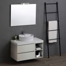 Mueble De Baño Colgante 90Cm 2 Cajones, Espacio Abierto Gris Perla Valentina