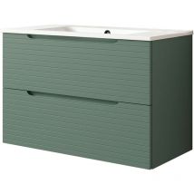 Mueble de baño con Lavabo,, mod. boreal 120x45 cm acabado Verde Lago mate 2 cajones suspendido - green