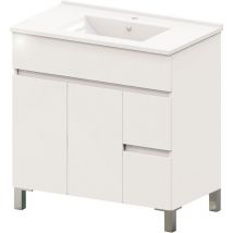 Kibath - Mueble de baño con Lavabo urban 80x45 cm acabado blanco brillo 2 cajones y 2 puertas