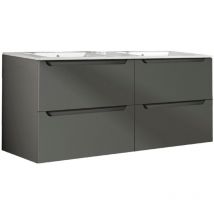 Mueble de baño con Lavabo victoria 120x45 cm acabado grafito mate 2 cajones suspendido - Kibath