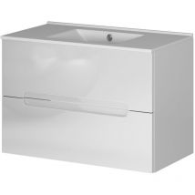 Mueble de baño con Lavabo victoria 80x45 cm acabado blanco mate 2 cajones suspendido - Kibath