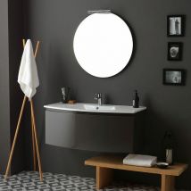 Kiamami Valentina - Mueble De Baño Curvo Cm 102 Gris Pizarra Brillante Espejo Redondo Riva