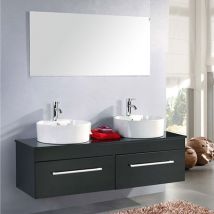 Simba - Mueble de Baño Negro 150 cm Lavabo Incluido - Cardellino