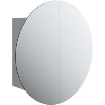 Mueble de baño con espejo redondo y led 40 x 40 x 17,5 cm gris 020006559
