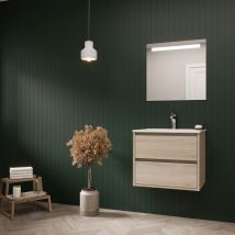 Ctesi - Mueble de baño sado 60cm oak 2 cajones + lavabo