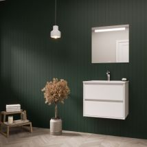 Ctesi - Mueble de baño sado 80cm blanco 2 cajones + lavabo