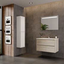 Ctesi - Mueble de baño sado 80cm oak 2 cajones + lavabo