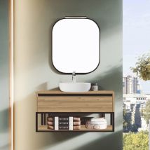 Inve - mueble de baño sensi sevilla 100 suspendido 1C + 1E cartagena tirador gola negro - lavabo alba