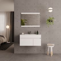 Mueble de baño SOKI 100cm BLANCO 1 puerta y 1 cajón + lavabo