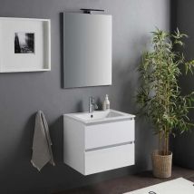 Kiamami Valentina - Mueble De Baño Suspendido Con Lavabo De 60Cm y Cajones Blanco Brillante Benaco
