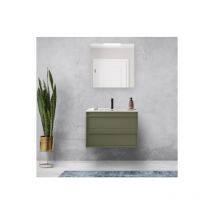 Mueble de baño suspendido de 80 cm en madera verde satinada con lavabo incorporado - Astoria - Standard