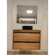 Inve - mueble de baño suspendido emont 80 cm. 2 cajones roble gold con lavabo dama negro tir. negro