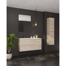 Ctesi - Mueble de baño tagus 100cm oak 1 puerta y 2 cajones + lavabo