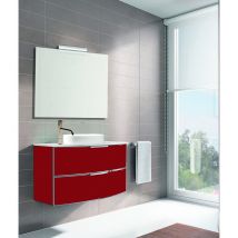 Inve - mueble de baño toronto suspendido 2 cajones 900x440 lavabo apoyo luna rojo dark lacado encimera solid surface