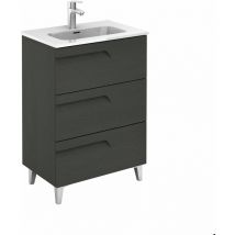Mobiliario Royo - royo vitale Conjunto Mueble de Baño Completo Fondo Reducido 3 Cajones Gris Nature - Medida: 60 cms - Medida: 60 cms - ref: C0072366