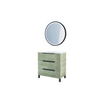 Ondee - Mueble de baño alaska -80cm - Madera - 3 Cajones - Espejo alexine