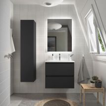 Mueble de baño Bequia 70 cm Negro Mate con Lavabo de porcelana