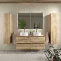 Salgar - Mueble de baño Bequia 120 cm Roble con Lavabo sobre Encimera