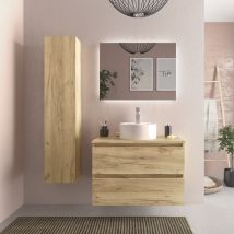 Salgar - Mueble de baño Bequia 80 cm Roble con Lavabo sobre Encimera