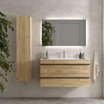 Salgar - Mueble de baño Born 100 cm Roble con perfil de tirador con lavabo