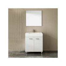 Mueble de baño Eco 3 piezas – mueble, lavabo y espejo 60 Cm Blanc brillant