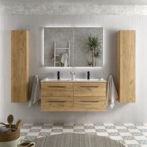 Salgar - Mueble de baño Morai 120 cm Roble con tirador negro con Lavabo