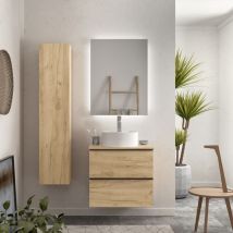 Salgar - Mueble de baño Nabua 60 cm Roble con tirador de pestaña con lavabo posar