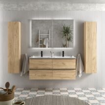 Salgar - Mueble de baño Nabua 120 cm Roble con tirador de pestaña con lavabo
