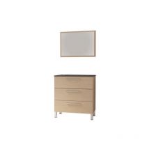 Ondee - Mueble de ba o pallas - 80cm - Roble claro - Neceser negro
