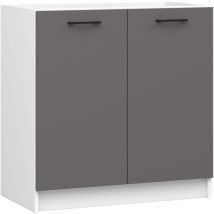 Armario de cocina para fregadero S80 oliwia Blanco 80 cm 2 puertas frente en color Gris Grafito 80x46x82 cm