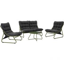 Oviala - Mueble de jardín bajo de metal verde de 4 plazas