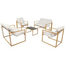 Concept-usine - Mueble de jardín contemporáneo de 6 plazas en cojines marrones y beige rabat