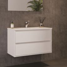 Stano. - Mueble de Lavabo Suspendido sado - 100 cm de ancho Blanco - Blanco