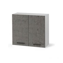 Mueble de pared con escurridor de cocina gris cemento con 2 puertas Cm 80x32xH 72